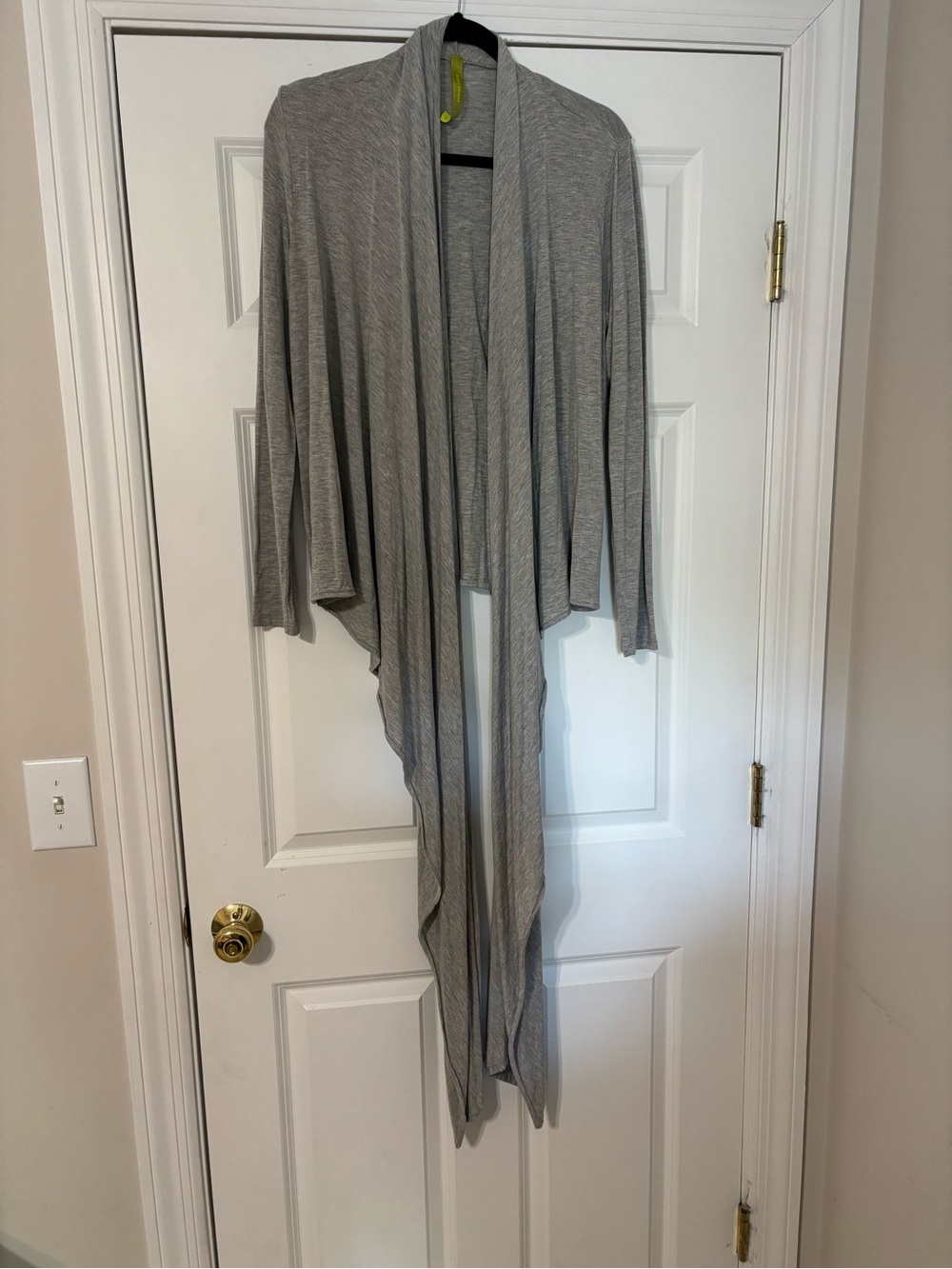 Green Dragon Light Gray Draped Open-Front Cardigan